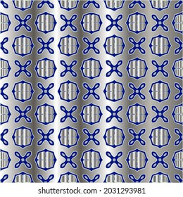 metal pattern on a blue background.  pattern for fabric, wallpaper, packaging. Decorative print.