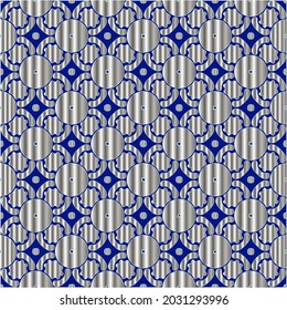 metal pattern on a blue background.  pattern for fabric, wallpaper, packaging. Decorative print.

