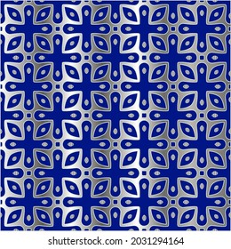 metal pattern on a blue background.  pattern for fabric, wallpaper, packaging. Decorative print.