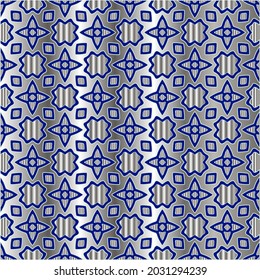 metal pattern on a blue background.  pattern for fabric, wallpaper, packaging. Decorative print.
