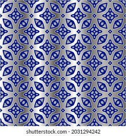 metal pattern on a blue background.  pattern for fabric, wallpaper, packaging. Decorative print.
