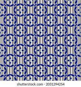 metal pattern on a blue background.  pattern for fabric, wallpaper, packaging. Decorative print.