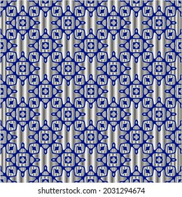 metal pattern on a blue background.  pattern for fabric, wallpaper, packaging. Decorative print.
