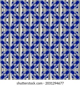 metal pattern on a blue background.  pattern for fabric, wallpaper, packaging. Decorative print.