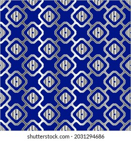 metal pattern on a blue background.  pattern for fabric, wallpaper, packaging. Decorative print.