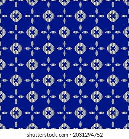 metal pattern on a blue background.  pattern for fabric, wallpaper, packaging. Decorative print.
