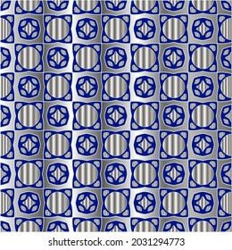 patrón metálico sobre fondo azul.  patrón para tela, papel pintado, embalaje. Impresión decorativa.
