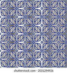 metal pattern on a blue background.  pattern for fabric, wallpaper, packaging. Decorative print.
