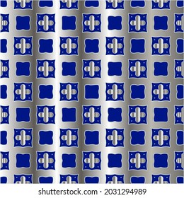 metal pattern on a blue background.  pattern for fabric, wallpaper, packaging. Decorative print.