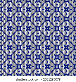 metal pattern on a blue background.  pattern for fabric, wallpaper, packaging. Decorative print.
