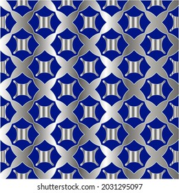 metal pattern on a blue background.  pattern for fabric, wallpaper, packaging. Decorative print.