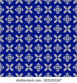 metal pattern on a blue background.  pattern for fabric, wallpaper, packaging. Decorative print.

