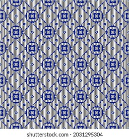 patrón metálico sobre fondo azul.  patrón para tela, papel pintado, embalaje. Impresión decorativa.