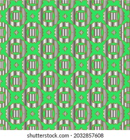 metal pattern on a green background. pattern for fabric, wallpaper, packaging. Decorative print.