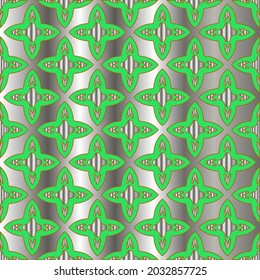 metal pattern on a green background. pattern for fabric, wallpaper, packaging. Decorative print.