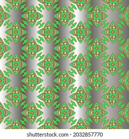 patrón metálico sobre fondo verde. patrón para tela, papel pintado, embalaje. Impresión decorativa.