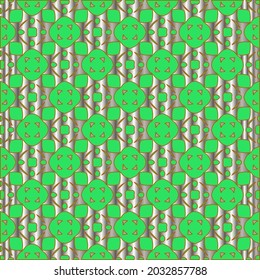 metal pattern on a green background. pattern for fabric, wallpaper, packaging. Decorative print.