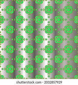 metal pattern on a green background. pattern for fabric, wallpaper, packaging. Decorative print.