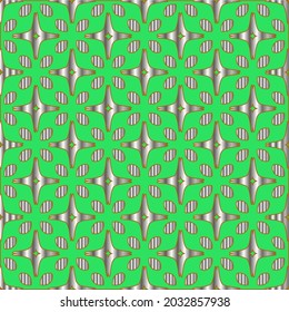 metal pattern on a green background. pattern for fabric, wallpaper, packaging. Decorative print.