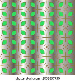 patrón metálico sobre fondo verde. patrón para tela, papel pintado, embalaje. Impresión decorativa.
