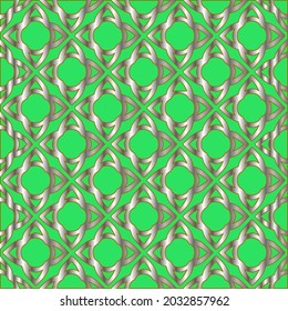 metal pattern on a green background. pattern for fabric, wallpaper, packaging. Decorative print.