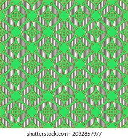 metal pattern on a green background. pattern for fabric, wallpaper, packaging. Decorative print.