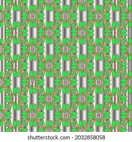 metal pattern on a green background. pattern for fabric, wallpaper, packaging. Decorative print.