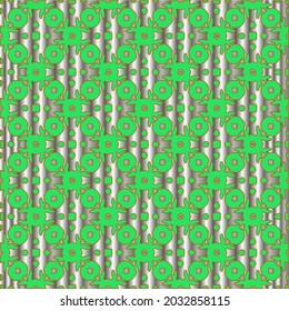 metal pattern on a green background. pattern for fabric, wallpaper, packaging. Decorative print.