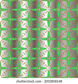 metal pattern on a green background. pattern for fabric, wallpaper, packaging. Decorative print.