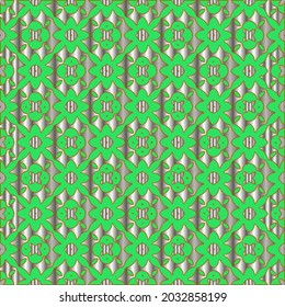 metal pattern on a green background. pattern for fabric, wallpaper, packaging. Decorative print.