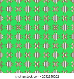 metal pattern on a green background. pattern for fabric, wallpaper, packaging. Decorative print.