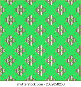 metal pattern on a green background. pattern for fabric, wallpaper, packaging. Decorative print.