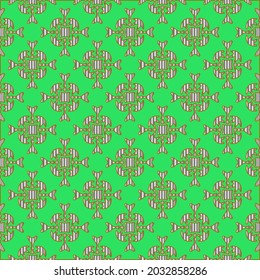 metal pattern on a green background. pattern for fabric, wallpaper, packaging. Decorative print.