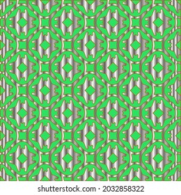 metal pattern on a green background. pattern for fabric, wallpaper, packaging. Decorative print.