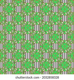 patrón metálico sobre fondo verde. patrón para tela, papel pintado, embalaje. Impresión decorativa.