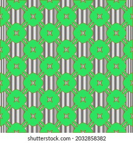 metal pattern on a green background. pattern for fabric, wallpaper, packaging. Decorative print.
