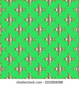 metal pattern on a green background. pattern for fabric, wallpaper, packaging. Decorative print.