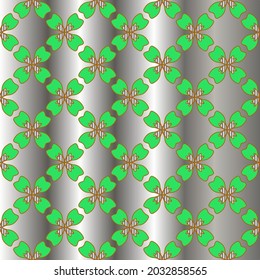 metal pattern on a green background. pattern for fabric, wallpaper, packaging. Decorative print.