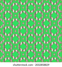 metal pattern on a green background. pattern for fabric, wallpaper, packaging. Decorative print.