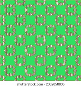 metal pattern on a green background. pattern for fabric, wallpaper, packaging. Decorative print.