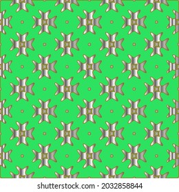 metal pattern on a green background. pattern for fabric, wallpaper, packaging. Decorative print.