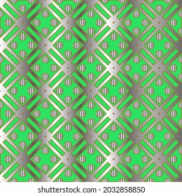 metal pattern on a green background. pattern for fabric, wallpaper, packaging. Decorative print.