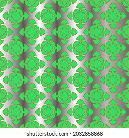 metal pattern on a green background. pattern for fabric, wallpaper, packaging. Decorative print.