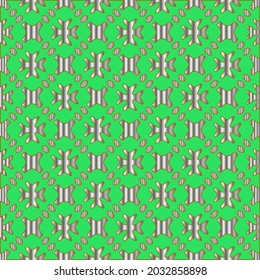 metal pattern on a green background. pattern for fabric, wallpaper, packaging. Decorative print.