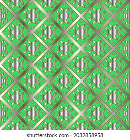 patrón metálico sobre fondo verde. patrón para tela, papel pintado, embalaje. Impresión decorativa.