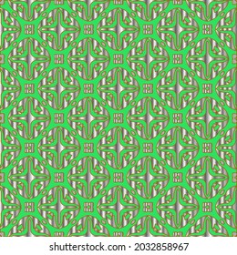 metal pattern on a green background. pattern for fabric, wallpaper, packaging. Decorative print.