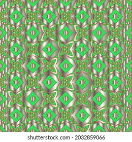 metal pattern on a green background. pattern for fabric, wallpaper, packaging. Decorative print.