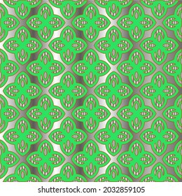 metal pattern on a green background. pattern for fabric, wallpaper, packaging. Decorative print.