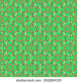 metal pattern on a green background. pattern for fabric, wallpaper, packaging. Decorative print.