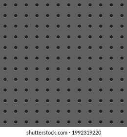 Metal-Peg-Platine perforierte Texturhintergrund-Material mit runden Löchern nahtlose Musterbrett, Vektorgrafik. Wandstruktur für Werkbänke.